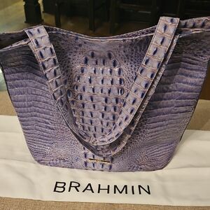 Brahmin Lavender Croc-Embossed Tote